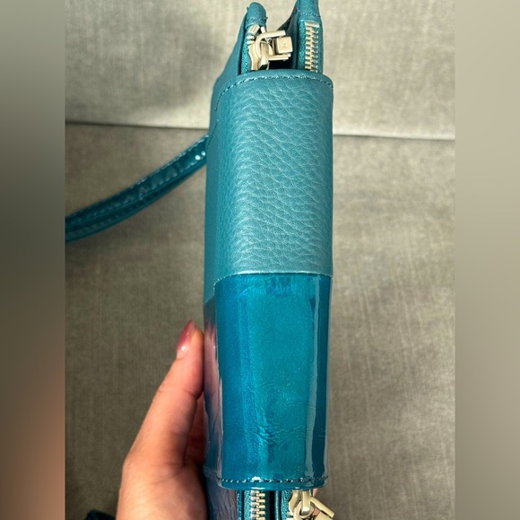 Hammitt Levy Dipped Teal/Brushed Silver Wallet Clutch or Crossbody NWT - Picture 4 of 12